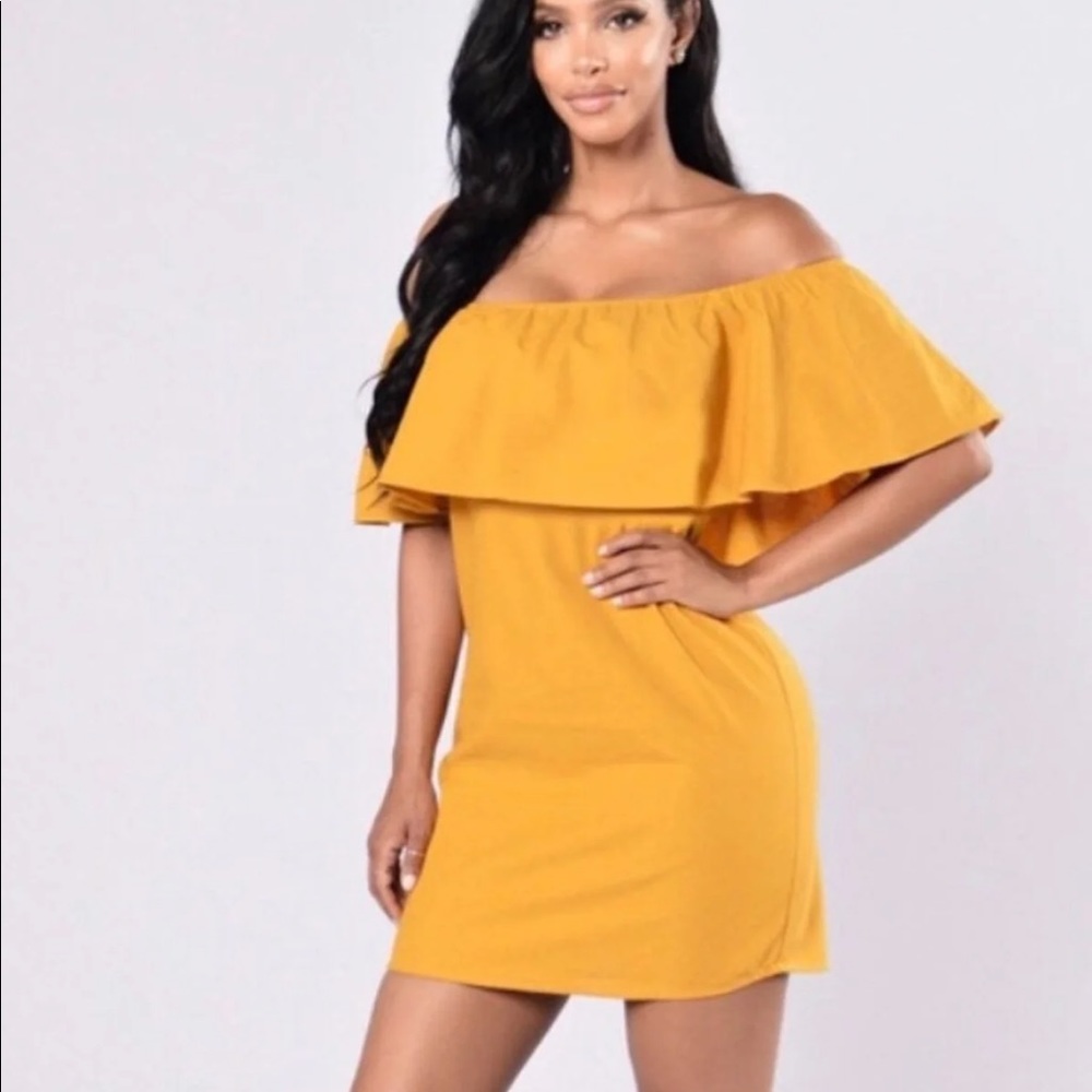 Yellow Off Shoulder Dress